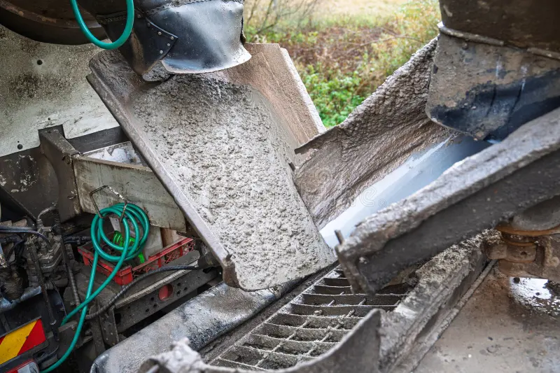 concrete-mixer-truck-pouring-wet-gray-cement-chute-active-construction-project-close-up-shot-dirty-458076554
